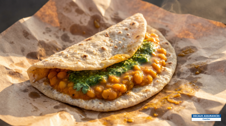 Dholl puri, galette mauricienne garnie de cari, street food de l'île Maurice