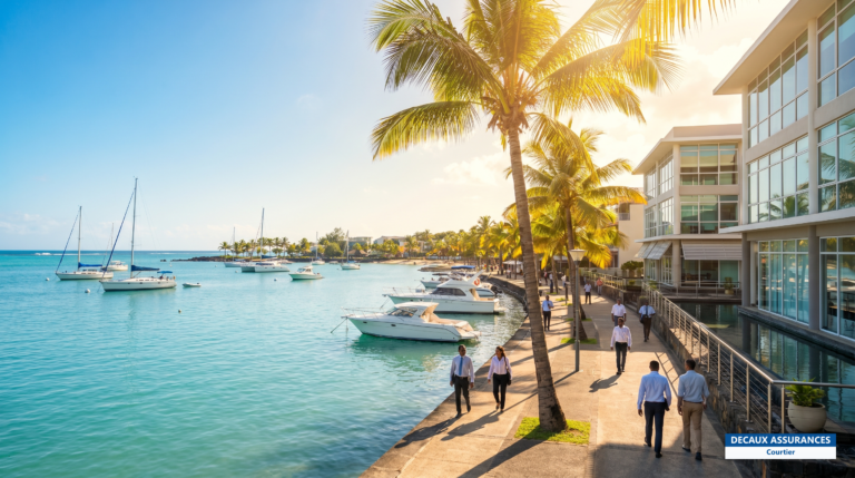 Lagon turquoise et bateaux à Grand Baie, île Maurice — le grand bassin de vie des Français du Nord