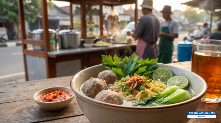 Bakso, soupe de boulettes de viande indonésienne servie brûlante