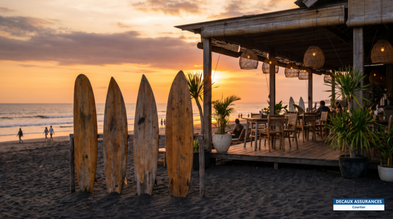 Plage et cafés de Canggu, Bali, Indonésie — repaire des nomades digitaux