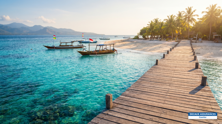 Lagon turquoise et bateaux des îles Gili, Lombok, Indonésie
