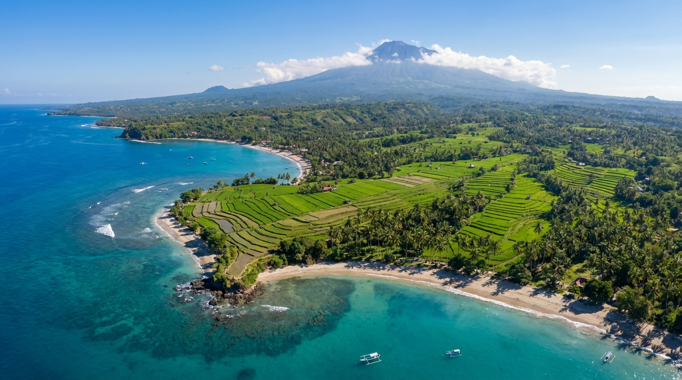 Rizières en terrasses et forêt autour d'Ubud, Bali, Indonésie