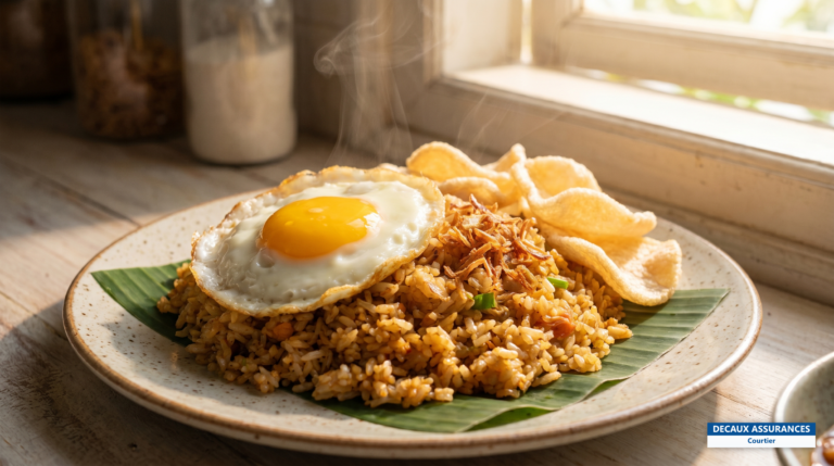 Nasi goreng, riz frit indonésien servi avec œuf au plat