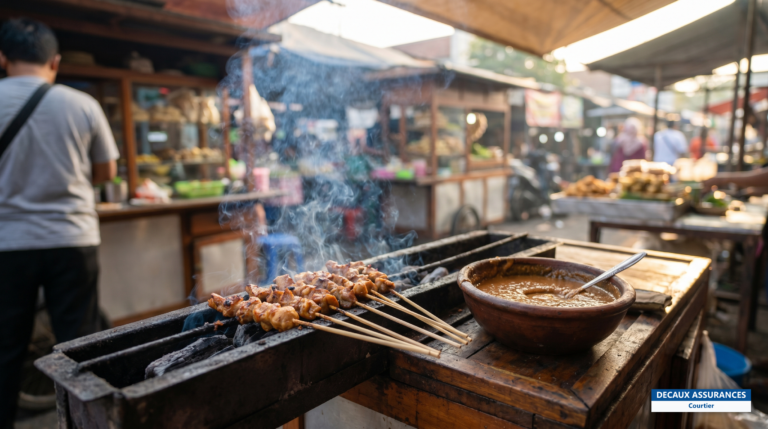 Brochettes sate ayam grillées à la sauce cacahuète, Indonésie