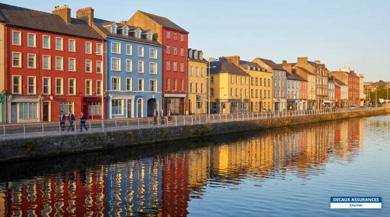Quais et maisons colorées de Cork le long de la rivière Lee, Irlande — deuxième ville du pays