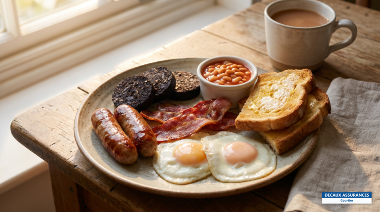 Full Irish breakfast complet servi dans une assiette, Irlande