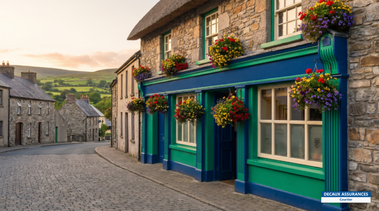 Façade colorée d'un pub traditionnel irlandais, sans visages, Irlande