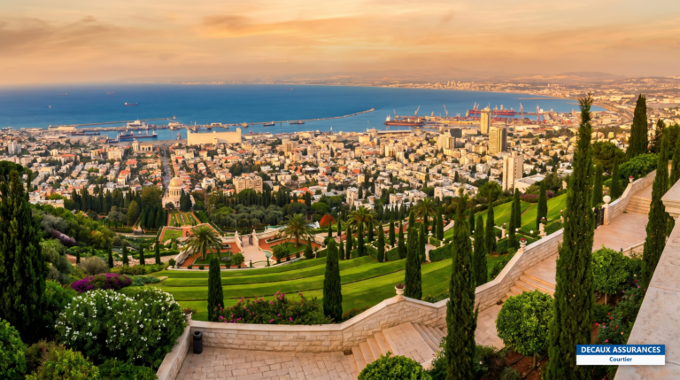 Baie de Haïfa et jardins en terrasses, Israël — grande ville du nord et Consulat général de France