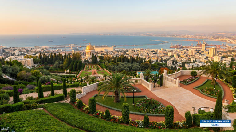 Jardins en terrasses bahá'ís de Haïfa surplombant la baie, Israël