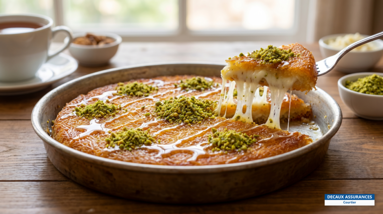 Knafeh, dessert au fromage et sirop, cuisine du Proche-Orient
