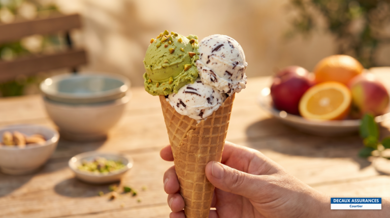 Cornet de gelato artisanal italien multicolore
