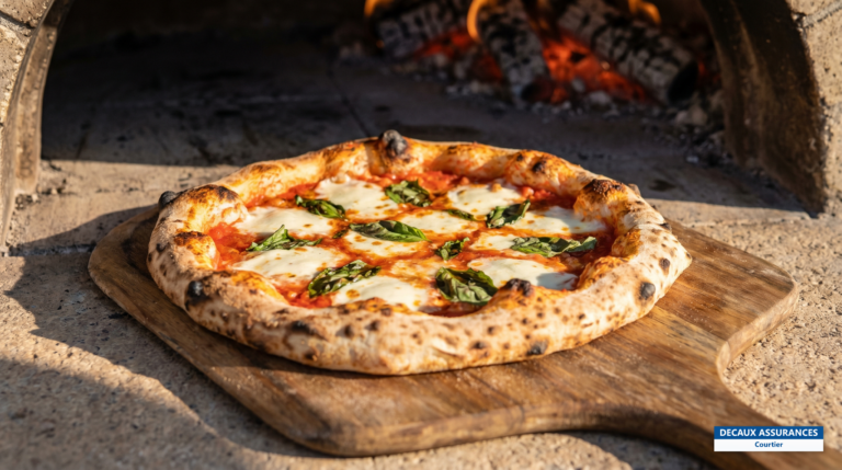 Pizza napolitaine margherita sortant du four à bois, Naples, Italie