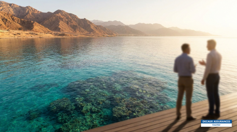 La mer Rouge à Aqaba, Jordanie — eau turquoise et récif corallien