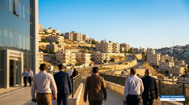 Ville d'Irbid au nord de la Jordanie — rues en pente et bâtiments