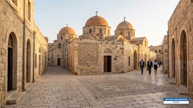 Ville de Madaba, Jordanie — mosaïques byzantines et coupoles d'églises