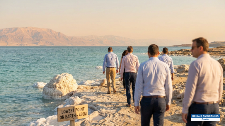 Rivage de la mer Morte, Jordanie — point le plus bas du globe, formations de sel