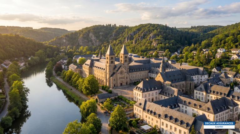 Abbaye et vieille ville d'Echternach au bord de la Sûre, est du Luxembourg