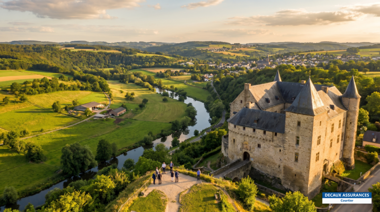 Château et vallée de l'Alzette à Mersch, centre du Luxembourg