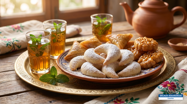 Cornes de gazelle et pâtisseries marocaines aux amandes