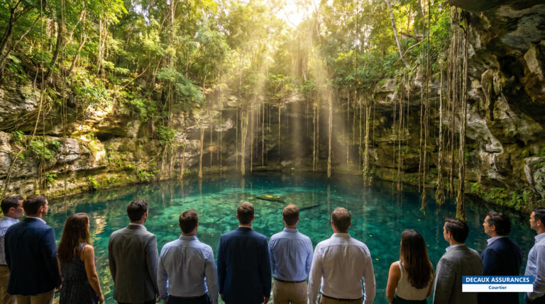Cenote aux eaux cristallines dans la jungle du Yucatán, Mexique