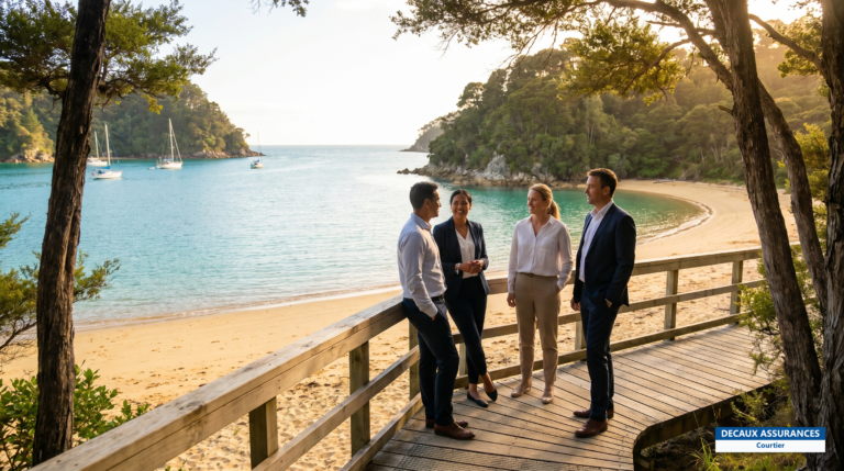 Plages dorées et eaux turquoise du parc Abel Tasman, île du Sud, Nouvelle-Zélande