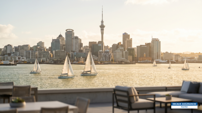 Skyline d'Auckland et Sky Tower au bord du port, Nouvelle-Zélande — vivre dans la plus grande ville