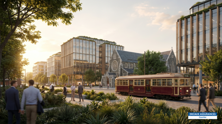 Centre reconstruit de Christchurch, île du Sud de la Nouvelle-Zélande, après les séismes de 2010-2011
