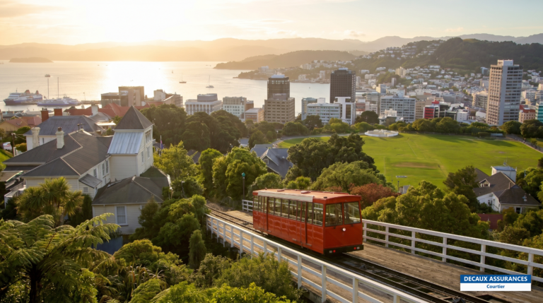 Câble car et collines de Wellington, capitale de la Nouvelle-Zélande
