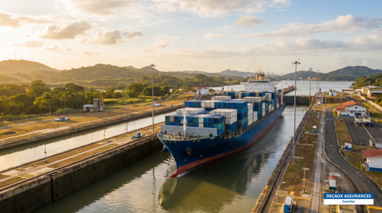 Écluses de Miraflores et porte-conteneurs sur le canal de Panama