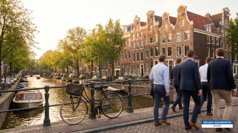 Canaux et maisons à pignons d'Amsterdam, Pays-Bas — vivre dans la capitale