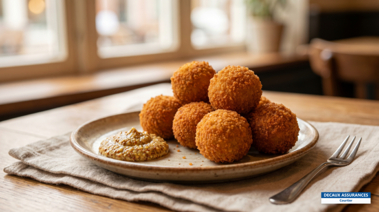 Bitterballen frits servis avec moutarde, en-cas néerlandais