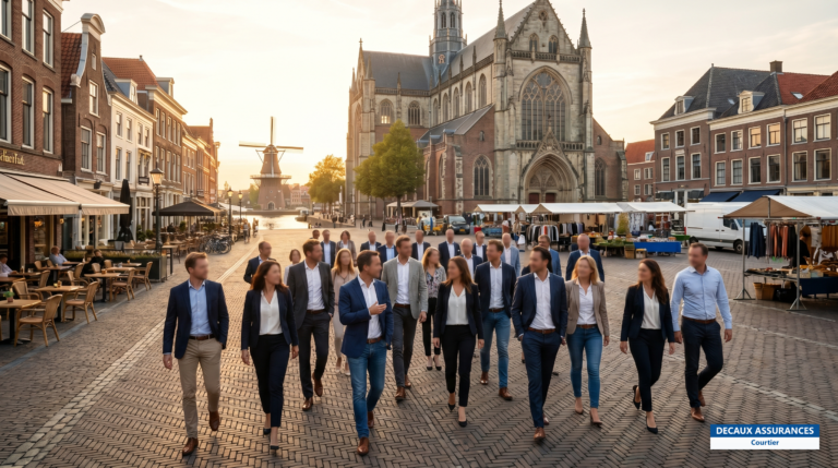 Place du Grote Markt et moulin de Haarlem, Pays-Bas