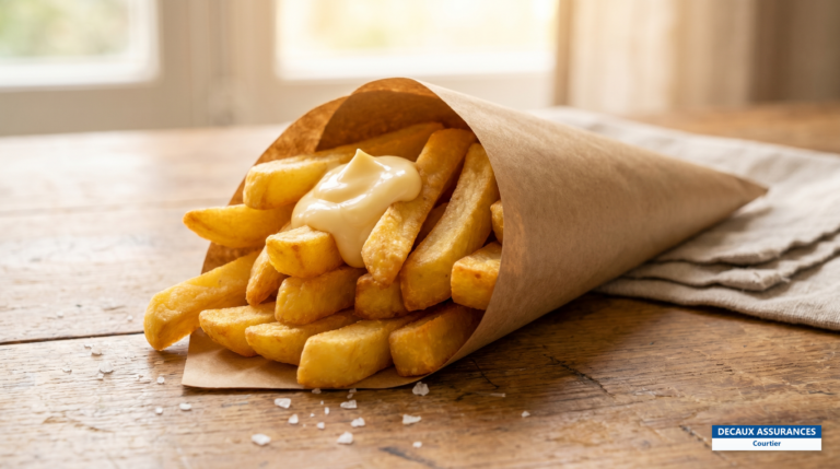 Cône de frites hollandaises avec sauce, spécialité de rue des Pays-Bas