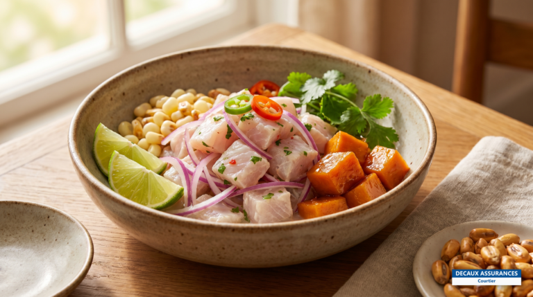 Ceviche de poisson frais au citron vert, plat emblématique du Pérou
