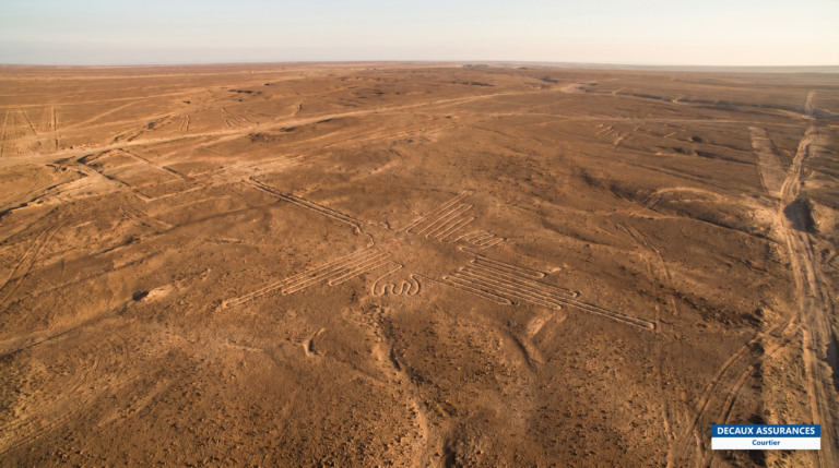 Géoglyphes des lignes de Nazca vus du ciel, désert d'Ica, Pérou