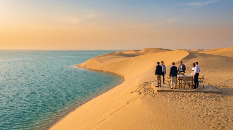 Mer intérieure de Khor Al Adaid, dunes et eaux turquoise, Qatar