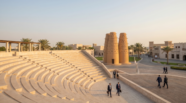 Village culturel de Katara à Doha, amphithéâtre et tours à pigeons, Qatar