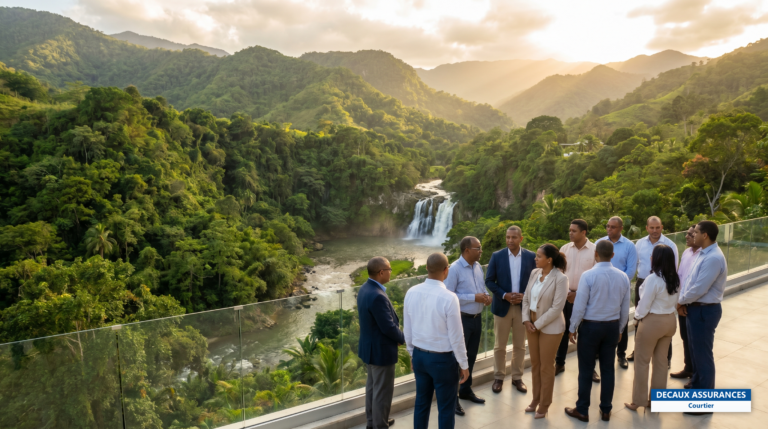 Montagnes verdoyantes et rivière de Jarabacoa dans la cordillère centrale, République dominicaine