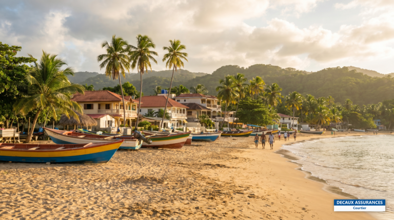 Plage et village de Las Terrenas sur la péninsule de Samaná, République dominicaine — communauté française de la côte nord-est