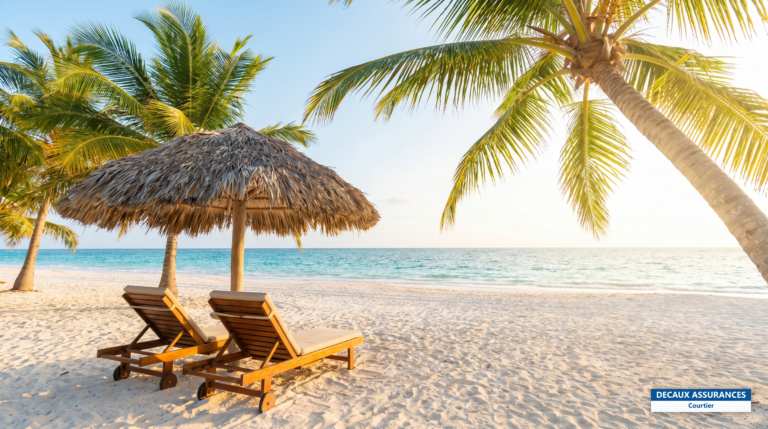 Cocotiers et sable blanc d'une plage de Punta Cana, République dominicaine