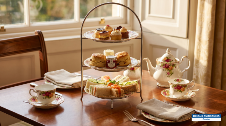 Afternoon tea avec scones, clotted cream et confiture, Royaume-Uni