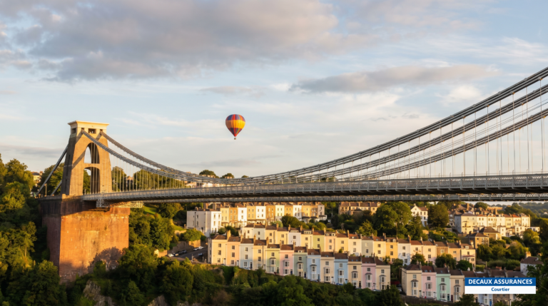 Pont suspendu de Clifton et maisons colorées de Bristol, Angleterre