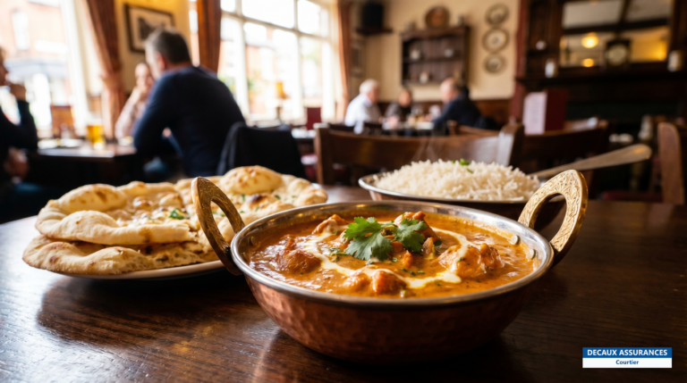 Chicken tikka masala et naan, plat emblématique du Royaume-Uni