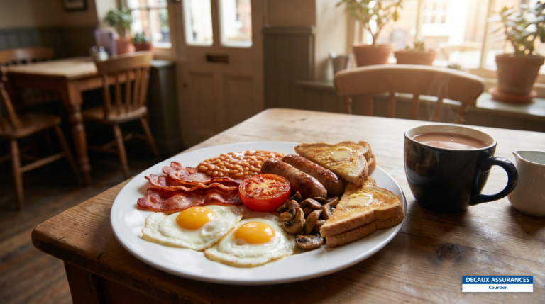 Full English breakfast complet avec œufs, bacon et beans, Royaume-Uni