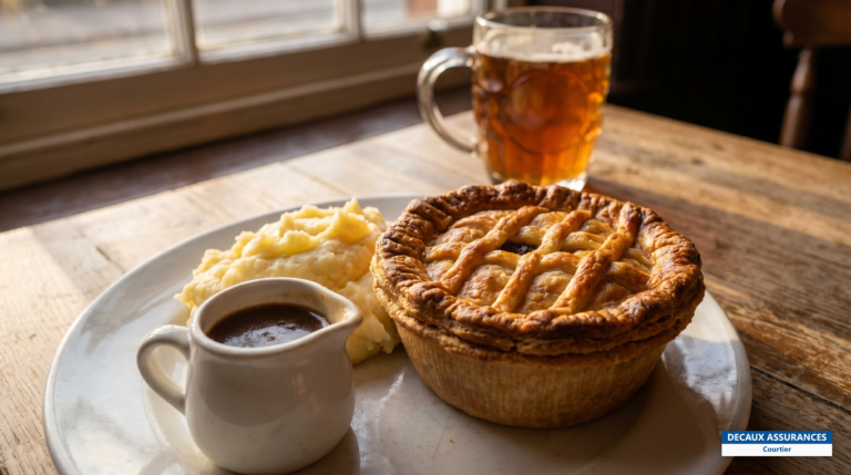 Steak and ale pie dorée servie au pub, Royaume-Uni