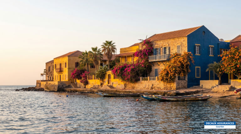 Maisons coloniales colorées de l'île de Gorée, au large de Dakar, Sénégal