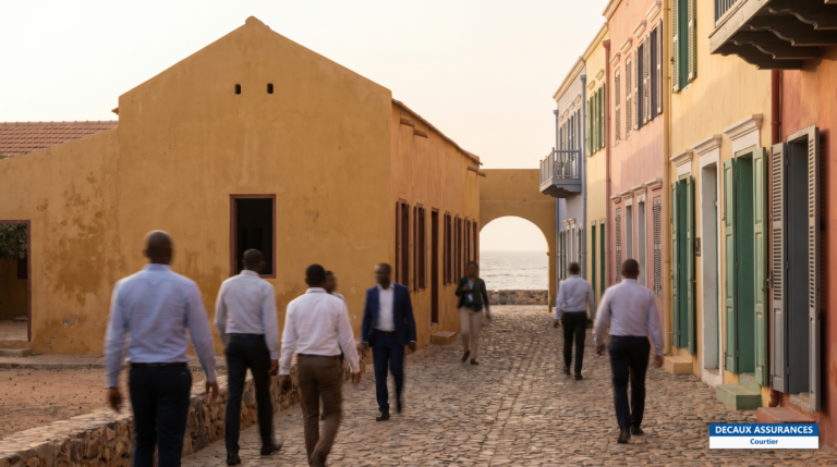 Maisons coloniales colorées de l'île de Gorée, au large de Dakar, Sénégal