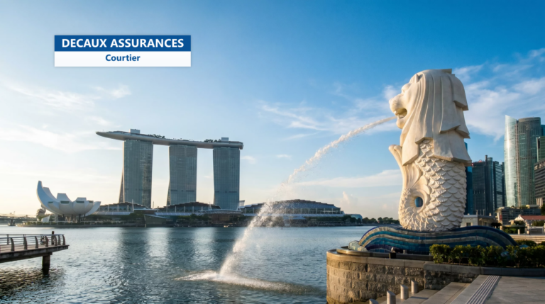 Merlion face à Marina Bay Sands, Singapour