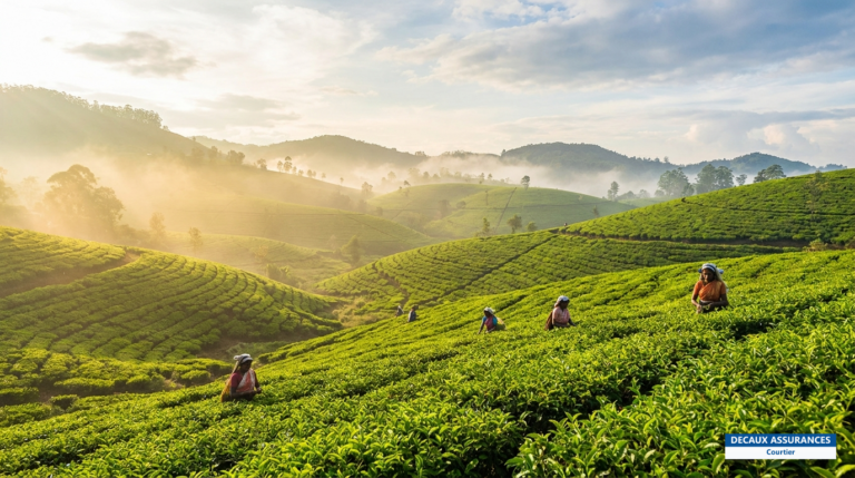 Plantations de thé verdoyantes de Nuwara Eliya dans les hauts plateaux du Sri Lanka