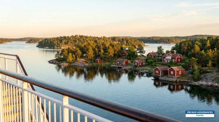 Îles boisées et maisons rouges de l'archipel de Stockholm, Suède